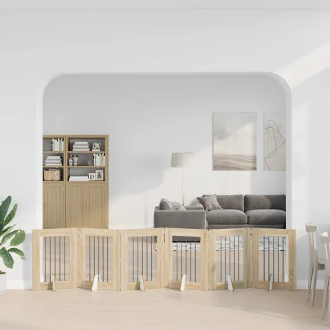 vidaXL Poartă pentru câini pliabilă cu suporturi 6 buc. Stejar Sonoma