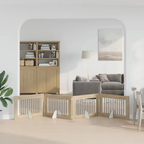 vidaXL Poartă pentru câini pliabilă cu suporturi 4 buc. Stejar Sonoma