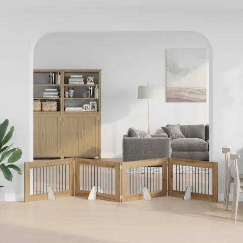 vidaXL Poartă pentru câini pliabilă cu suporturi 4 buc. 401 cm