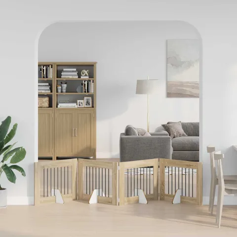 vidaXL Poartă pentru câini pliabilă cu suporturi 4 buc. Stejar Sonoma