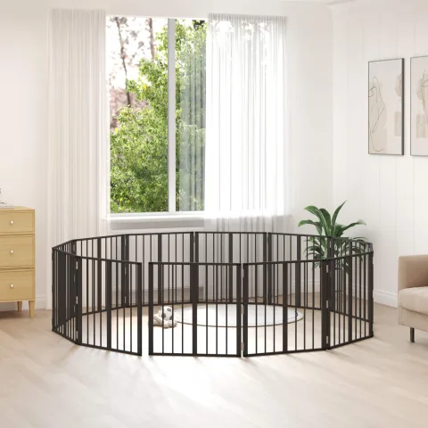 vidaXL Poartă pentru câini 12 buc. Negru 60 x 60 cm Oțel Galvanizat