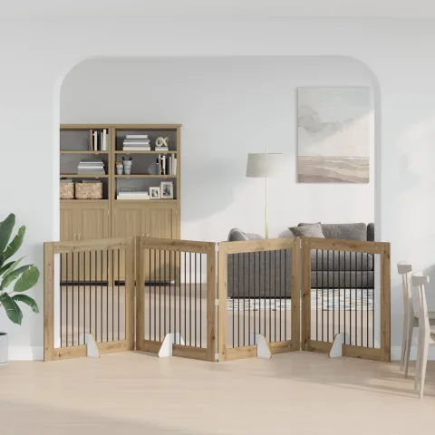 vidaXL Poartă pentru câini pliabilă cu suporturi 4 buc. 401 cm