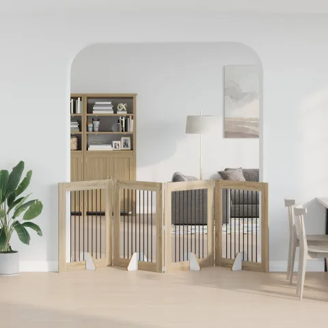 vidaXL Poartă pentru câini pliabilă cu suporturi 4 buc. Stejar Sonoma