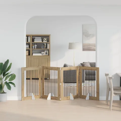 vidaXL Poartă pentru câini pliabilă cu suporturi 4 buc. 321 cm