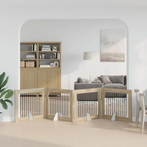 vidaXL Poartă pentru câini pliabilă cu suporturi 4 buc. Stejar Sonoma