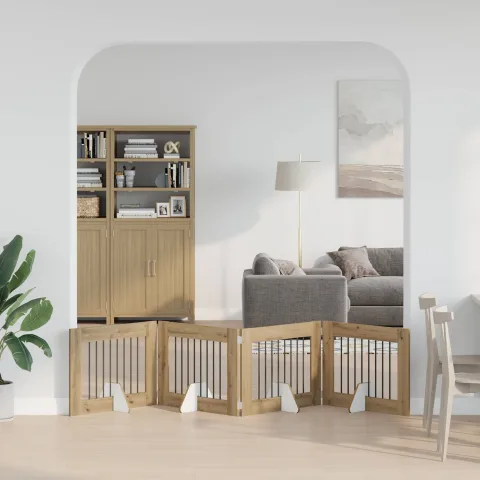 vidaXL Poartă pentru câini pliabilă cu suporturi 4 buc. 321 cm