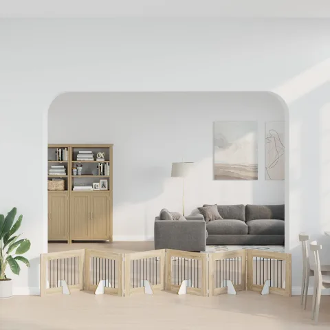 vidaXL Poartă pentru câini pliabilă cu suporturi 6 buc. Stejar Sonoma