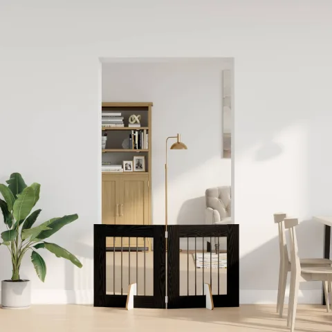 vidaXL Poartă pentru câini pliabilă cu suporturi 2 buc. Stejar Negru