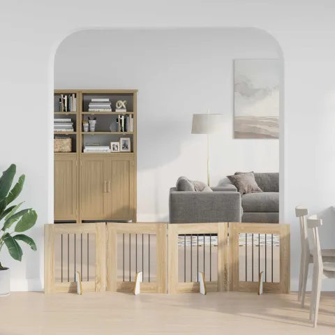 vidaXL Poartă pentru câini pliabilă cu suporturi 4 buc. Stejar Sonoma