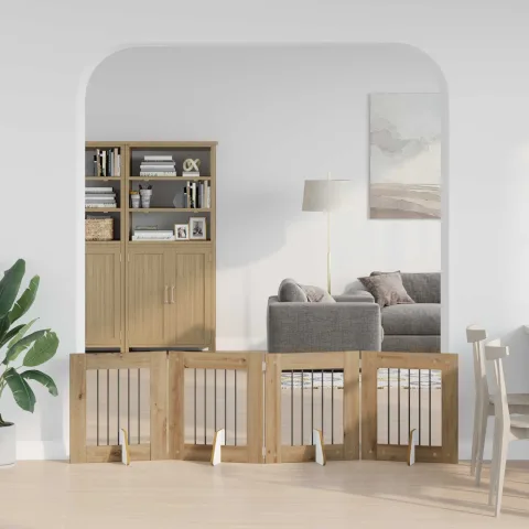 vidaXL Poartă pentru câini pliabilă cu suporturi 4 buc. 241 cm