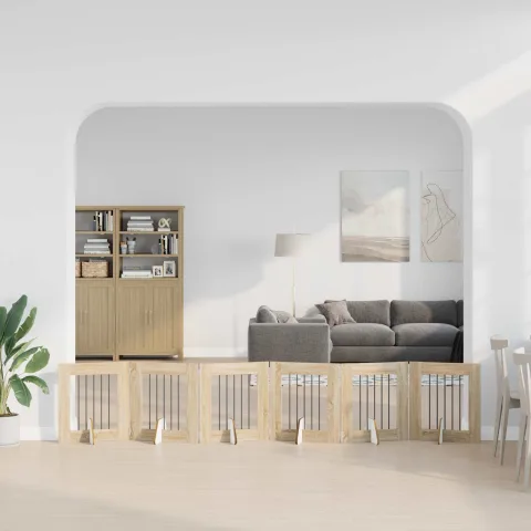 vidaXL Poartă pentru câini pliabilă cu suporturi 6 buc. Stejar Sonoma