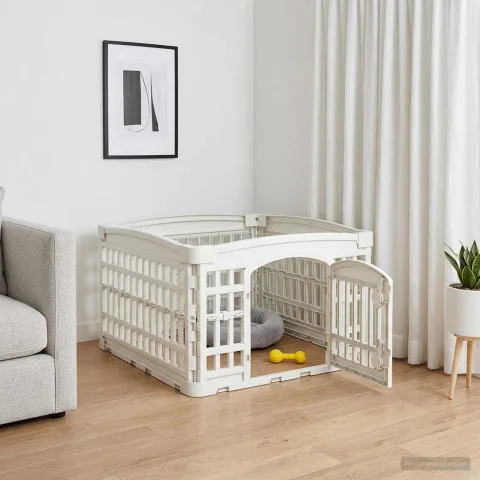 vidaXL Spațiu de joacă pentru câini cu 4 panouri 60 x 60 x 38 cm Alb