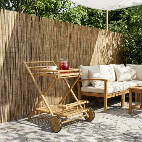 vidaXL Carucior de servire cu roți natural 79 x 67,5 x 84 cm Bambus