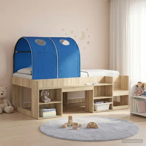 vidaXL Tunel de pat pentru patul loft pentru copii 2 buc. albastru
