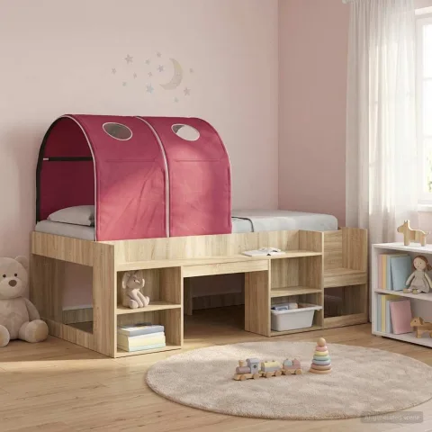 vidaXL Tunel de pat pentru patul loft pentru copii 2 buc. Roșu