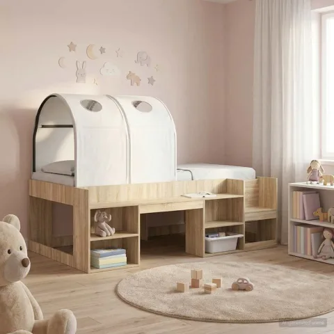vidaXL Tunel de pat pentru patul loft pentru copii 2 buc. Alb