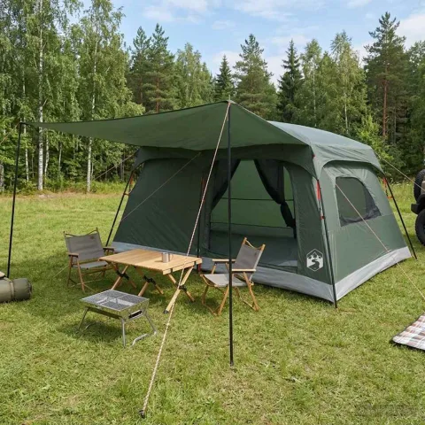vidaXL Cort de Familie 10 persoană Verde Army Poliester și oțel