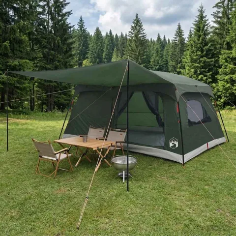 vidaXL Cort de Familie 14 persoană Verde Army Poliester și oțel