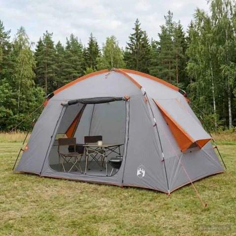vidaXL Tent Cabină Gri și Portocalie 300 x 210 x 156 cm Poliester