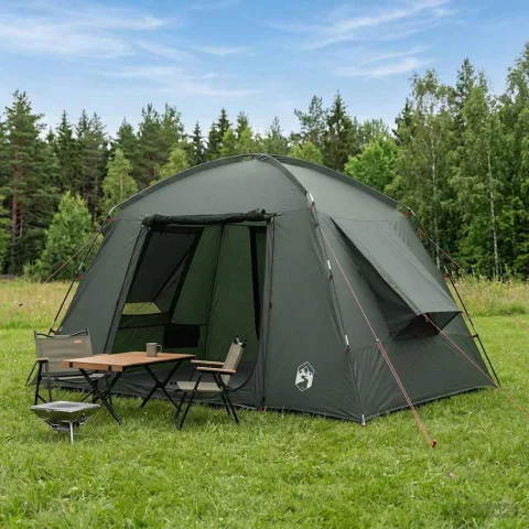 vidaXL Tent Cabină cu acoperiș Verde Army 300 x 210 x 156 cm Poliester