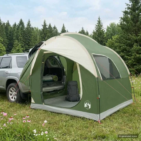 vidaXL Cort pentru mașină Verde 239 x 210 x 210 cm Poliester și oțel