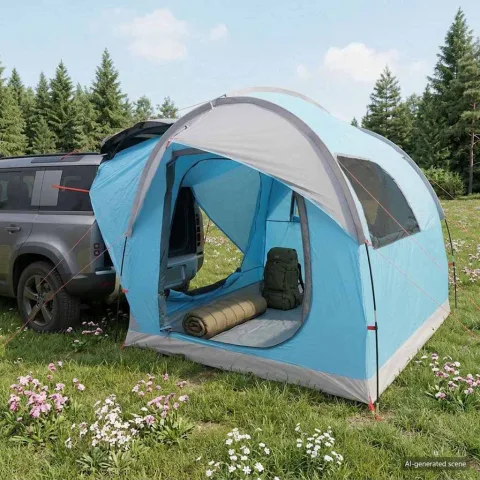 vidaXL Cort pentru mașină cu acoperiș albastru 239 x 210 x 210 cm