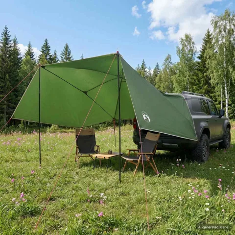vidaXL Cort pentru mașină 308 x 215 x 220 cm Verde Poliester și oțel