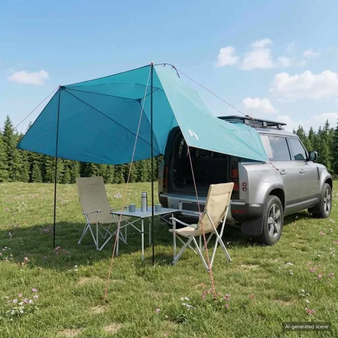 vidaXL Cort pentru mașină 350 x 250 cm albastru Poliester și oțel