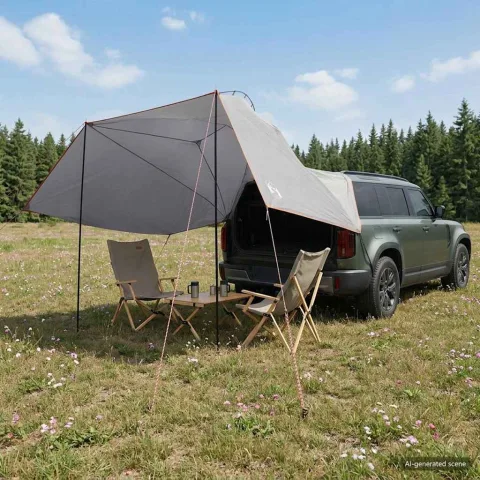vidaXL Cort pentru mașină 350 x 250 cm Gri și Portocalie