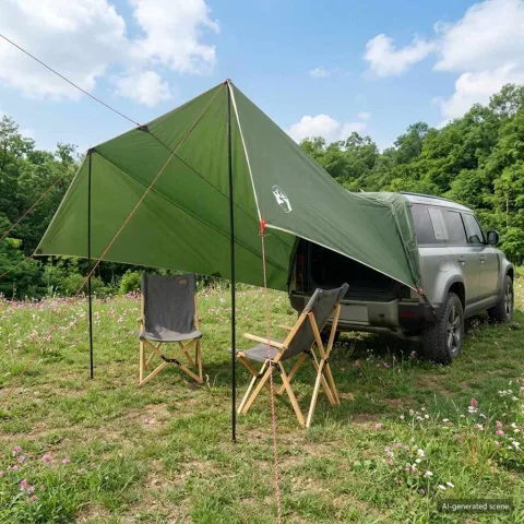 vidaXL Cort pentru vehicul Verde 518 x 580 x 215 cm Poliester și oțel