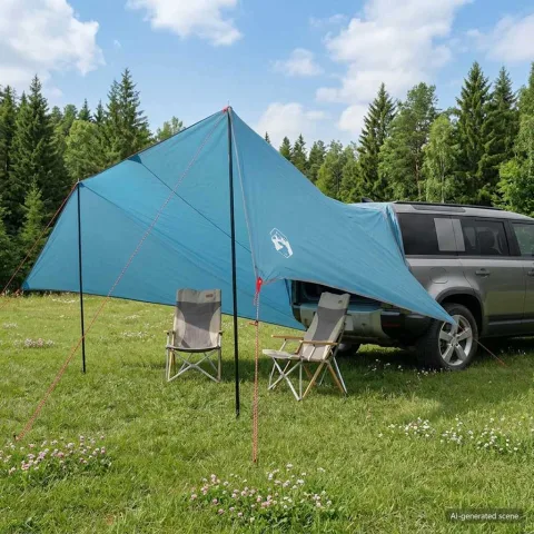 vidaXL Cort pentru vehicul cu acoperiș albastru 518 x 580 x 215 cm