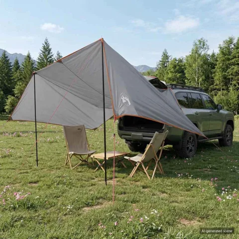 vidaXL Cort pentru vehicul Gri și Portocalie 518 x 580 x 215 cm