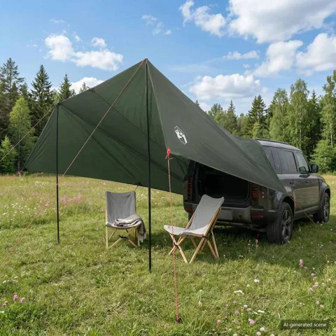 vidaXL Cort pentru vehicul Verde militar 518 x 580 x 215 cm