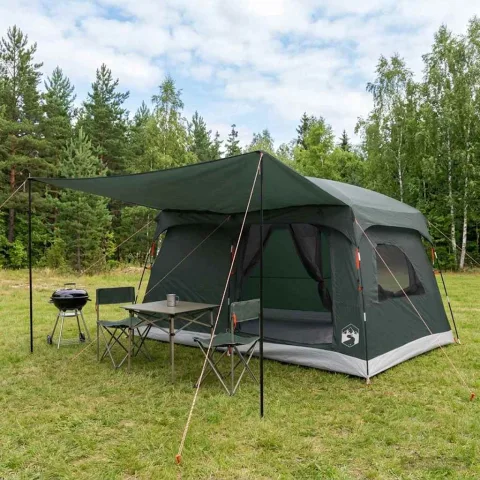 vidaXL Cort de Familie 6 persoană Verde Army Poliester
