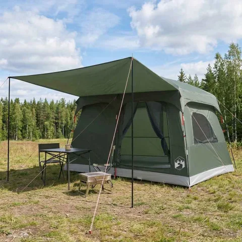vidaXL Cort de Familie 8 persoană Verde Army Poliester
