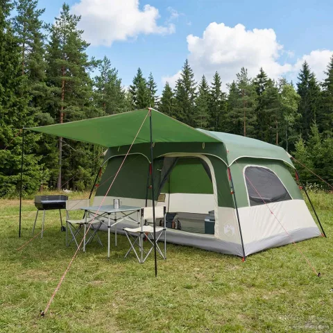 vidaXL Cort de Familie 10 persoană Verde Poliester și oțel