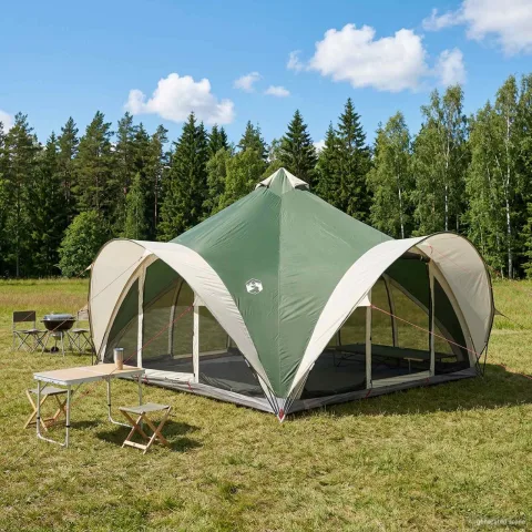 vidaXL Cort Tipi Verde Pentru 18 Persoane Poliester și oțel
