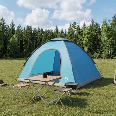 vidaXL Cort de Camping 4 persoană albastru