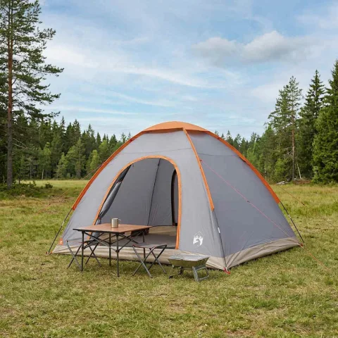 vidaXL Cort de Camping 4 persoană Gri și Portocalie