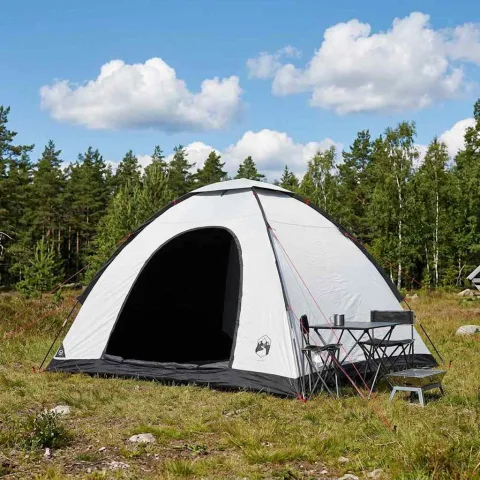 vidaXL Cort de Camping 4 persoană Alb Blackout