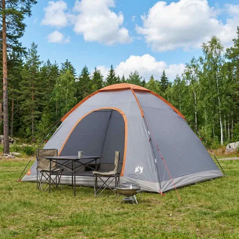 vidaXL Cort de Camping 6 persoană Gri și Portocalie