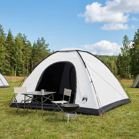 vidaXL Cort de Camping 6 persoană Alb Blackout