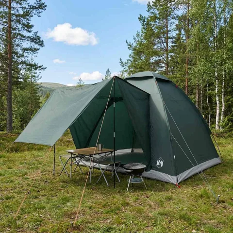 vidaXL Cort de Camping 2 persoană Verde Army Poliester și oțel
