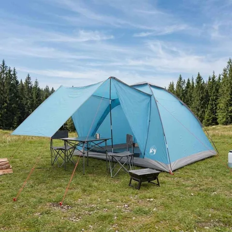 vidaXL Cort de Camping 4 persoană albastru Poliester și oțel