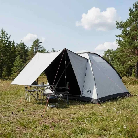 vidaXL Cort de Camping 4 persoană Alb Blackout Poliester și oțel