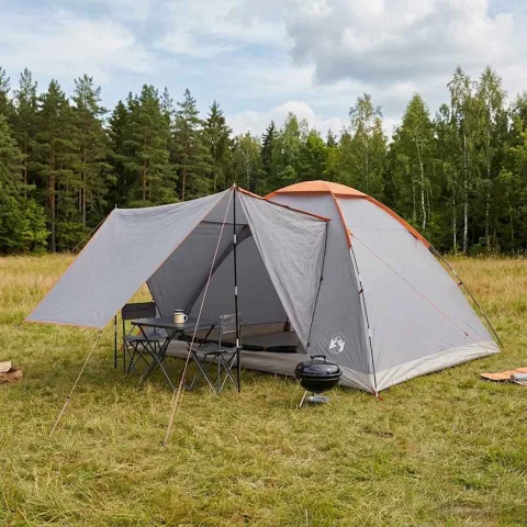 vidaXL Cort de Camping 6 persoană Gri și Portocalie Poliester și oțel