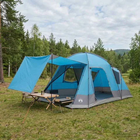 vidaXL Tent Cabină cu acoperiș albastru 8 persoane Poliester și oțel