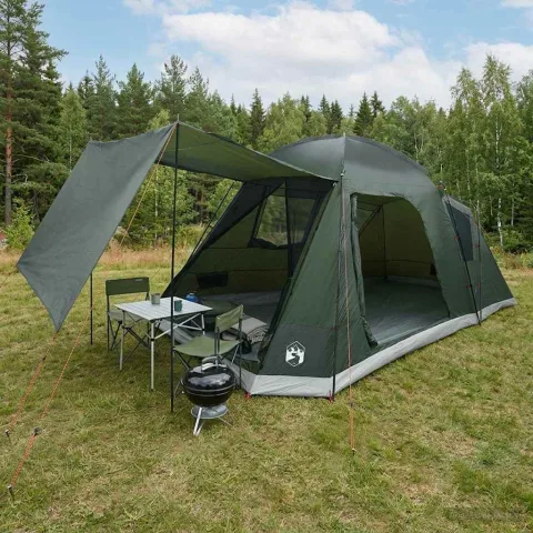 vidaXL Tent Cabină Verde militar 8 persoane Poliester și oțel