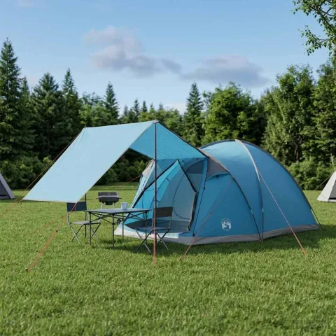 vidaXL Tent Cabină cu acoperiș albastru 4 persoane Poliester și oțel