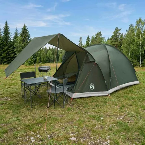 vidaXL Tent Cabină Verde militar 4 persoane Poliester și oțel